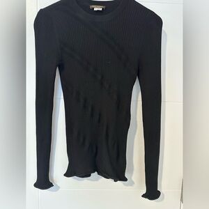 Louis Vuitton Uniform Ribbed Sweater Small | Black Long Sleeve Knit Crewneck Top